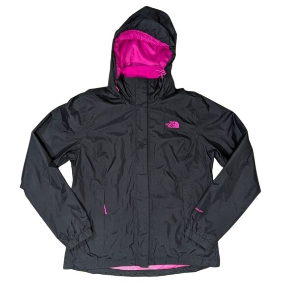 The North Face Resolve Jacket Women's Large Black Pink HyVent Waterproof - Picture 1 of 14